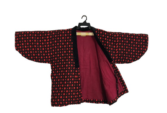 Vintage Padded Kimono Japanese Traditional Noragi Haori Hanten Jinbei Cardigan Happi Jacket Japanese Brand Hishi Motif XL R670s