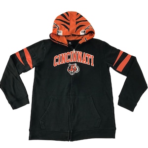 Vintage Style NFL Team Cincinati Bengals Hoodies Shark Design Jacket Inspired Designer Brand Zip Up Style Spell Out Streetwear Size M R011