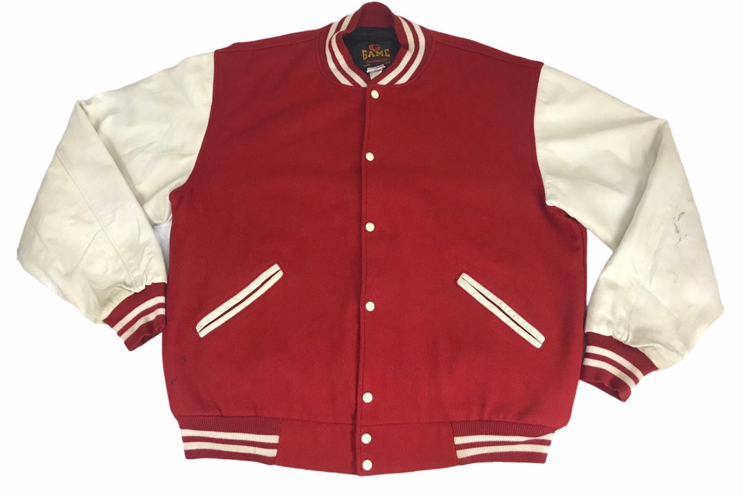 ジャケット・アウター 90s Leather Sleeve Varsity Jkt Vintage 90s G Game Sportwear Simple Varsity Leather Jacket Snap