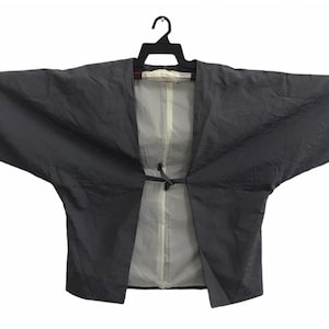 Vintage Uppawari Kimono Japonés Tradicional Noragi Haori Hanten Jinbei Cardigan Happi Chaqueta Igeta Art H830 Mud Green