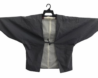 Vintage Uppawari Kimono Japanese Traditional Noragi Haori Hanten Jinbei Cardigan Happi Jacket Igeta Art H830 Mud Green