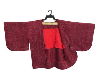 Vintage Kimono japanische traditionelle Noragi Haori Hanten Jinbei Strickjacke Happi Jacke wie Samt gestreiftes Design Art R290