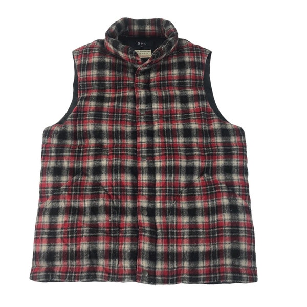 Vintage Ships Woolrich Woolen Mills Vest Plaid Checked Padded Insulated Wool Inspired Designer Unisex Wear Streetwear Size S K2219