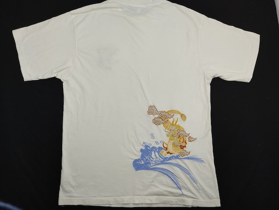 Japan Dragon Embroidery Logo by Cross Keys Sukajan Souvenir Tee T
