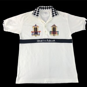 Vintage 90s Jean Charles de Castelbajac Sports Polo Tee T-shirt Embroidered Logo Design Streetwear Inspired Designer Size M K2213j