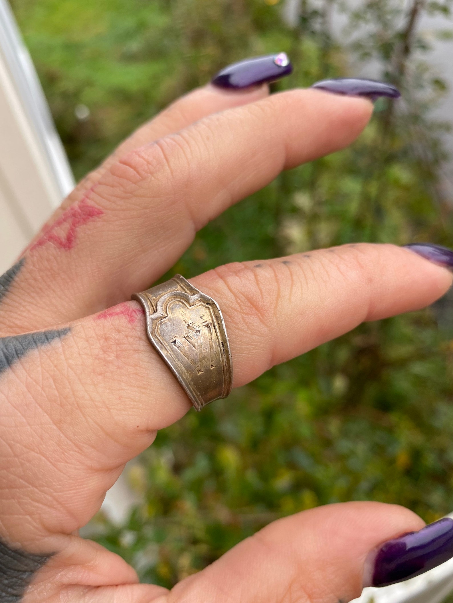 Tarnished Silver Antique Spoon Ring sz8.5 Etsy