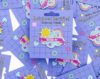 Queer AF LGBTQ+ Gesticktes Bügelbild | Pride Aufnäher | Gay Aufnäher | Stolz Geschenke