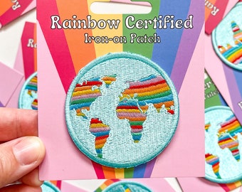 Dookoła świata tęczowa naszywka LGBTQ+ Pride haftowana do prasowania