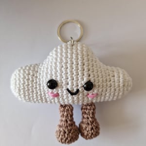 smiley cloud white keyring with feet,handmade crochet