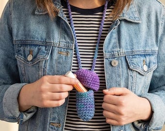 Crocheted Mushroom Lip Balm Holder Keychain | Cotton Acrylic Yarn Case