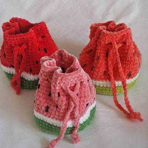 gehäkelte Wassermelone Mini Kordelzug Tasche, Geldbörse, Beutel, Aufbewahrung, Geschenk