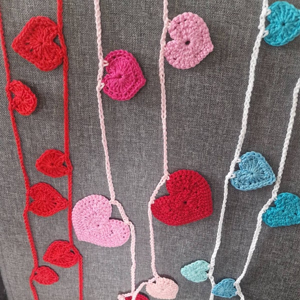 Heart  garland , Valentine’s Day decor , crochet garland, crochet heart garland ,string of hearts,Valentine's Heart Crochet Bunting