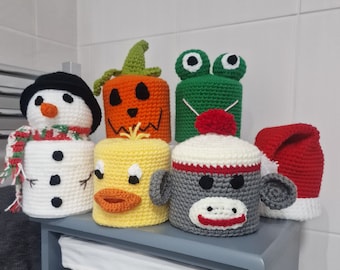 Funda para rollo de papel higiénico de ganchillo hecha a mano: decoración original para el baño.