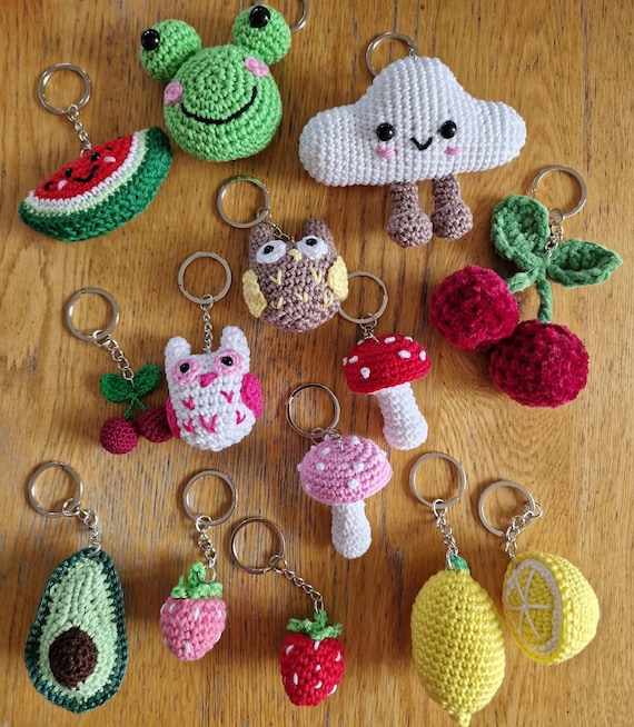 Fruit , bag charms, mushroom, owl, cloud,  avocado, strawberry,  cherry charms, watermelon ,kawaii, keyring
