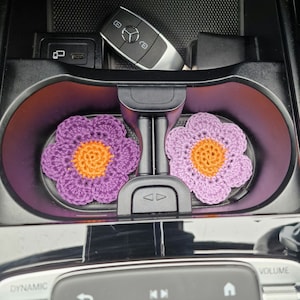 Crochet Car Coaster Set of 2, Daisy Flower Coasters, Car Accessory ,Car Coasters, Y2k,Crochet Car Interior Accessory,new driver gift