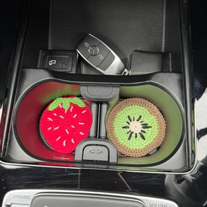 Sottobicchiere per auto, frutta, accessorio per auto alla fragola, Y2k, accessorio per interni auto all'uncinetto, regalo per neopatentati,