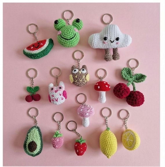 Fruit , bag charms, mushroom, owl, cloud,  avocado, strawberry,  cherry charms, watermelon ,kawaii, keyring