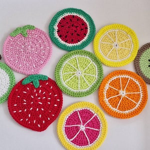 Fruit slice handmade coasters Y2K home decor,lemon,lime,orange,strawberry,apple