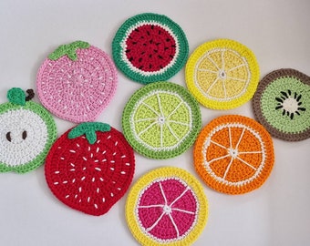 Fruit slice handmade coasters Y2K home decor,lemon,lime,orange,strawberry,apple