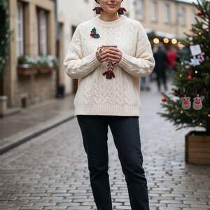 Handgemachte gehäkelte Weihnachtsohrringe: Sterlingsilber-Haken Bild 13