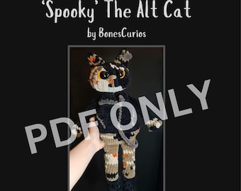 Spooky The Alt Cat Crochet Pattern, DIGITAL PDF