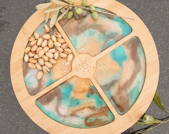 Epoxy Resin Rotating Appetizer Tray, Custom Lazy Susan Charcuterie Board