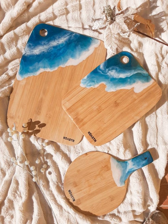 Epoxy Resin Waves Cutting Board | Wave Effect Charcuterie Board - Etsy