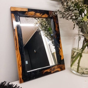Custom Made Resin and Wood Mirror, Handcrafted Resin and Wood Mirror, Unique Custom-Made Wall Decor, Personalized Epoxy and Wood Mirror