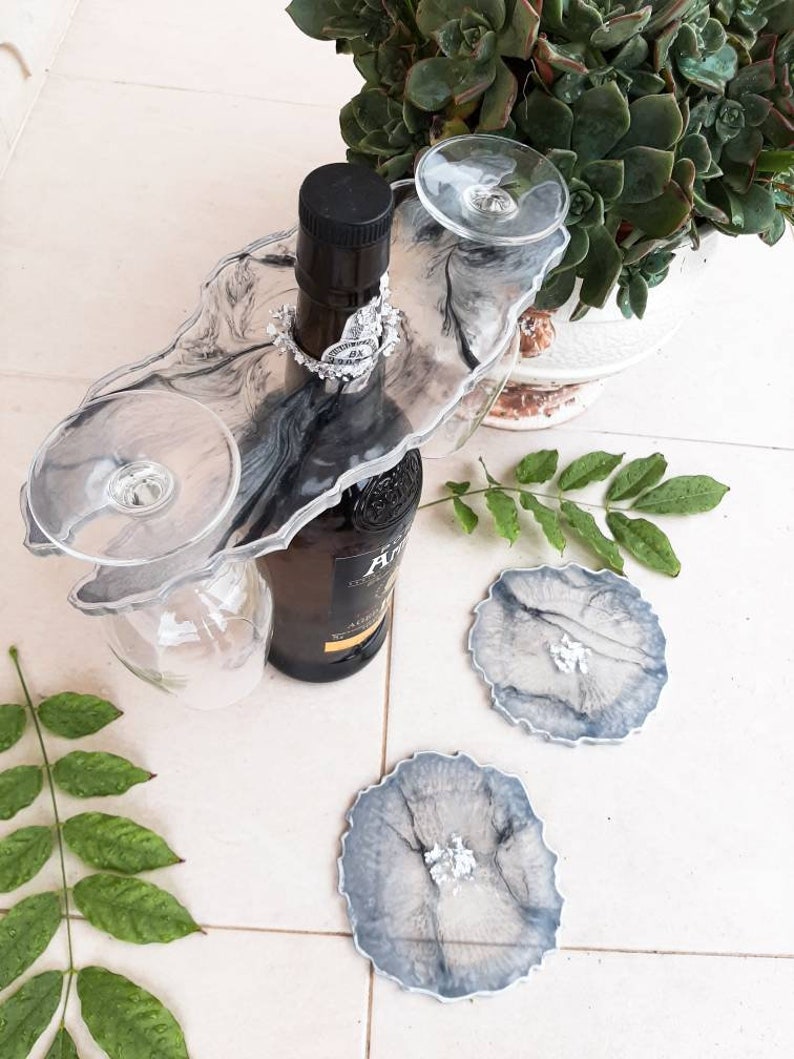 Epoxy Wine and Glasses Stand Set Etsy