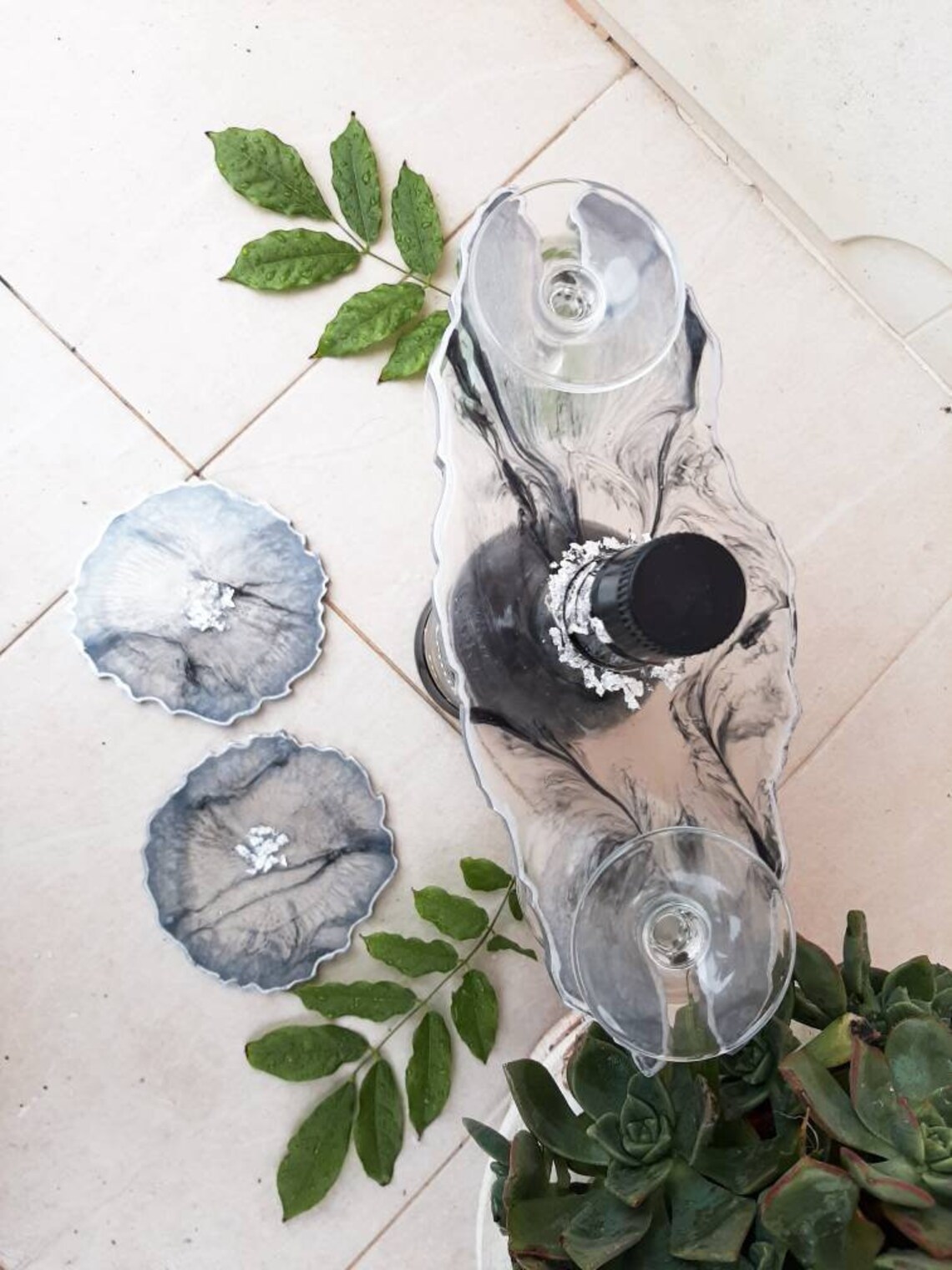 Epoxy Wine and Glasses Stand Set Etsy