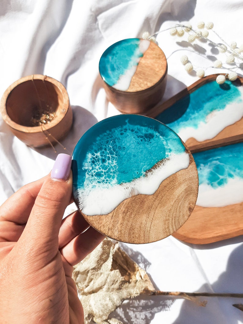 Epoxy Resin Jewellery Tray and Box Bundle Wave Effect Etsy