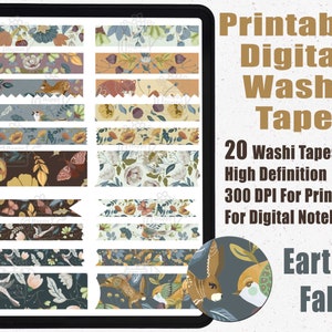 Fall Autumn Digital Washi Tape Stickers | Printable Washi Tape | Goodnotes Washi Tape | Digital washi | Washi Tape
