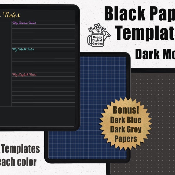 Black Paper Template Goodnotes Etsy