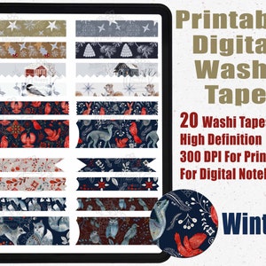 Winter Digital Washi Tape Stickers | Printable Washi Tape | Goodnotes Washi Tape | Digital washi | Washi Tape