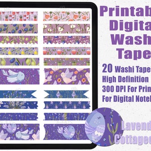Lavender Digital Washi Tape Stickers | Printable Washi Tape | Goodnotes Washi Tape | Digital washi | Washi Tape