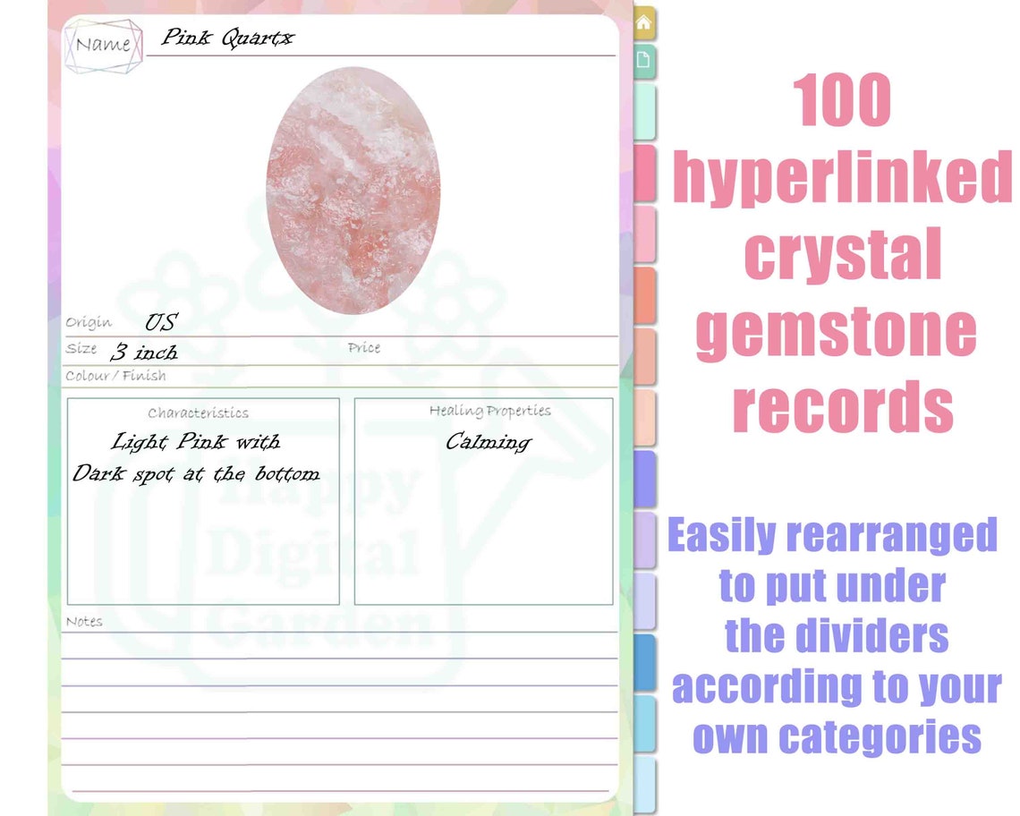 Crystal and Gem Stone Collection Digital Notebook | With 100 Records ...
