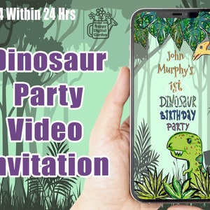 Dinosaur Birthday Invitation, Dinosaur Video Invitation, Jurassic Party Invitation, Dinosaur Drive by Invitation, Dinosaur 1st birthday