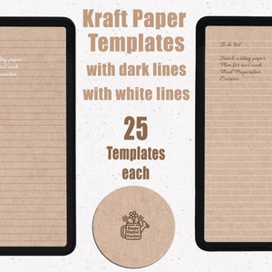 Modelli di carta Kraft digitale / Modelli di carta con linee bianche / con linee scure / Modello di taccuino digitale per studenti / Taccuino Goodnotes