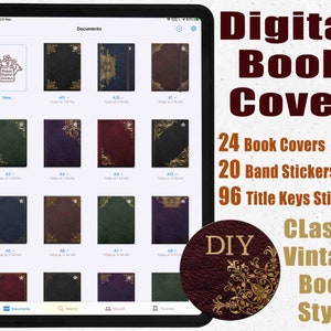 DIY Vintage Book Leather Cover | Digital Notebook Covers | Digital Journal Cover | Digital Planner Covers | Digital Book Cover | Goodnotes