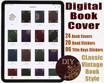 DIY Vintage Book Leather Cover | Digital Notebook Covers | Digital Journal Cover | Digital Planner Covers | Digital Book Cover | Goodnotes