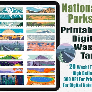 National Park Nature Digital Washi Tape Stickers | Printable Washi Tape | Goodnotes Washi Tape | Digital washi | Washi Tape