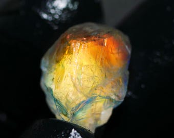 Blood Fire Moonstone Rough: 12.20 Carat Red-Orange Flash, 15x11x10mm