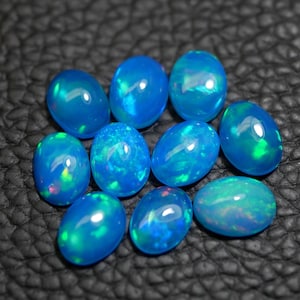 4.25Cts, Paraiba Opal lot, Calibrated Ethiopian Opal, Oval Shape, 7x5 MM Opal Lot, Amazing Top Quality Opal, Dyed Opal Cabochon Lot, 10 Pcs.