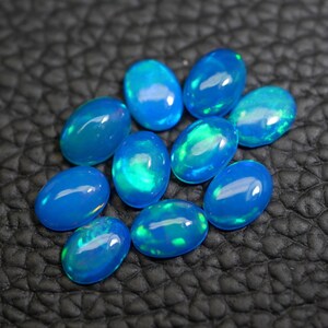 4.55Cts, Paraiba Opal lot, Calibrated Ethiopian Opal, Oval Shape, 7x5 MM Opal Lot, Amazing Top Quality Opal, Dyed Opal Cabochon Lot, 10 Pcs.