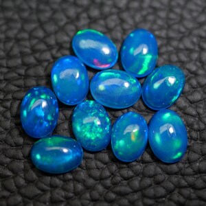 4.75Cts, Paraiba Opal lot, Calibrated Ethiopian Opal, Oval Shape, 7x5 MM Opal Lot, Amazing Top Quality Opal, Dyed Opal Cabochon Lot, 10 Pcs.