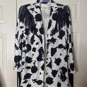 Size large cow print rhinestone fringe blazer