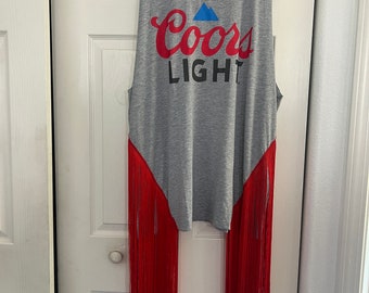 Shorter Gray with Red Fringe Beer T shirt Dress