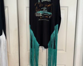 Shorter Country Singer with Turquoise Fringe T shirt Dress