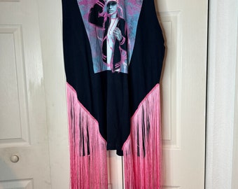 Navy with  Pink Fringe Country Star T shirt Dress