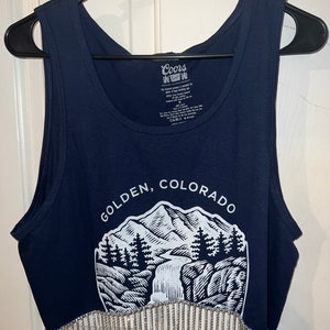 Medium Navy Blue Altered Rhinestone Fringe Crop Top